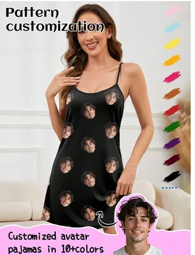 Printstory Camisón de Satén Personalizado, Personalizable con Cualquier Patrón, Regalo de Ropa de Dormir para Mujeres y Amigas - Shein - FashionsVida