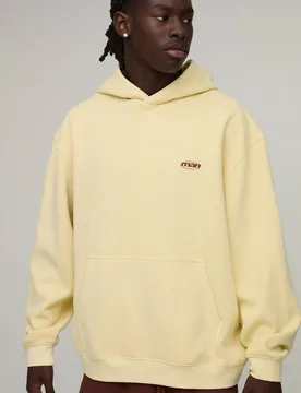 Men's Oversized Man Sport Washed Over the Head Hoodie Yellow Size Small Yellow S - boohooMAN - FashionsVida