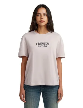 Maglietta A Maniche Corte Inside Print Burnished Lilac L - G-Star - FashionsVida