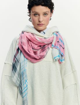 Foulard rectangulaire grunge, Viscose, Marron, U
