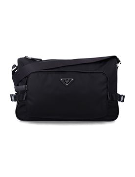 Recycled Polyamide & Calf Leather Men's Crossbody Bag