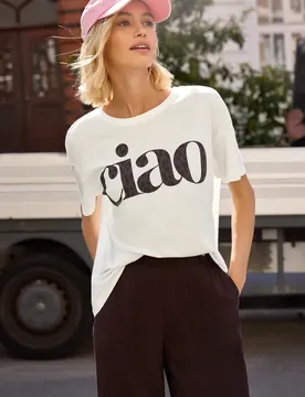 Street One T-Shirt mit Rundhals und Wording female Weiß