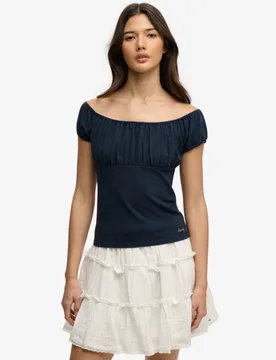Superdry Damen Athletic Essentials Gerafftes Top Navy - Größe: 44 - 24.99 - FashionsVida