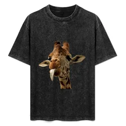 Giraffe with Cute Tongue! T-Shirt Basic Solid Color Short Sleeve T-Shirt