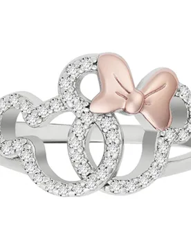 Mickey & Minnie Ring - Silver - Size: One Size - Disney - FashionsVida