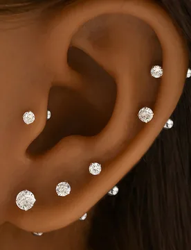 Piezas Pendientes de bola con decoración de circonita cúbica de plata de ley 925 minimalista (2.5mm/3mm/4mm/5mm), pendientes de uso diario hipoalerg - Shein - FashionsVida