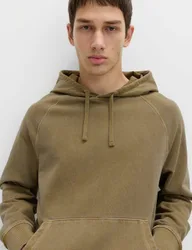 Pure Cotton Garment Dyed Hoodie Olive male