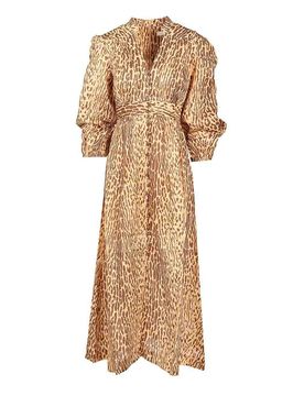 Abito midi stampato leopardo