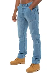Mens Denim Jeans Straight Leg - Sky Blue Polycotton - Size 34w/30l