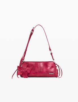 Bolso mediano efecto piel charm, Mujer, Poliuretano, Rojo, U