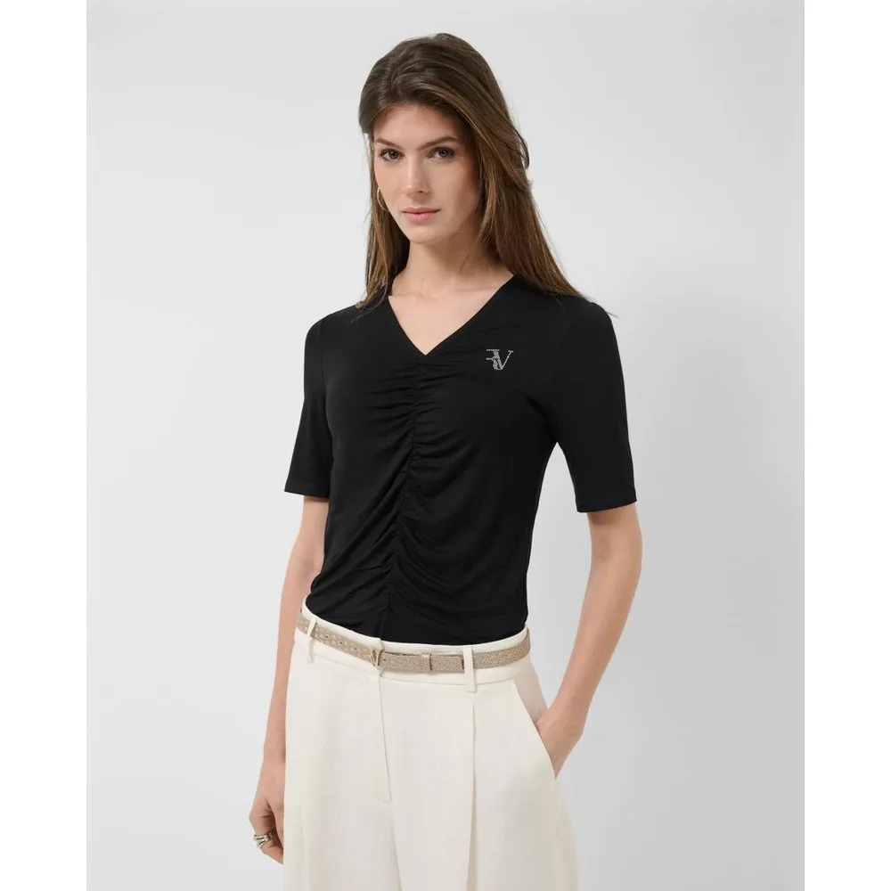 Camiseta de mujer manga corta con drapeado - Roberto Verino - FashionsVida