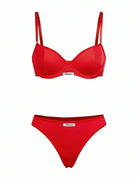 Conjunto de ropa interior para mujer con sujetador deportivo cómodo + tanga - Shein - FashionsVida
