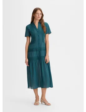 Vestido midi con puntillas y cuello mao - Simorra - FashionsVida