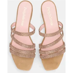 Sandalias planas Eva de mujer en ante y strass