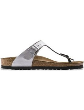 Para mujer. 43851 Sandalias de piel Gizeh (Ajuste Regular) (38), Plata, Plano, Ninguno, Casual