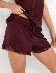Sofa Loves Lace Trim Pyjama Shorts Burgundy female