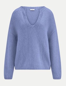 Strickpullover mit V-Ausschnitt Blau 38