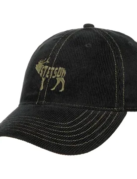 Embroidered Deer Corduroy Cap by - black - Size: One Size - Stetson - FashionsVida