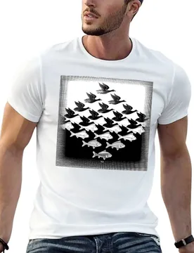 Escher - Sky and Water T-Shirt mens graphic t shirts t shirts for man pack white t shirts for man graphic vintage T-shirt - Aliexpress - FashionsVida