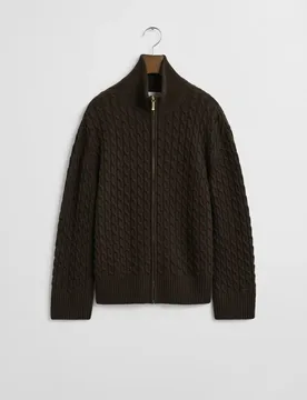CABLE KNIT ZIP CARDIGAN female - M - FashionsVida