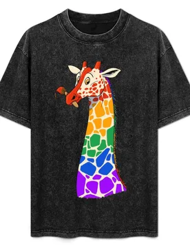 Painted Giraffe T-Shirt Classic Basic Casual T-Shirt - Aliexpress - FashionsVida