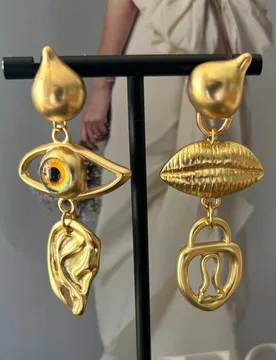 Women Vintage Devil's Eyes Stud Exaggerated Trendy Copper Earrings Style Ear Mouth Body Shape Delicate Jewelry Gifts Deluxe - Aliexpress - FashionsVida