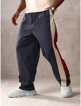 Pantalones de chándal de alto rendimiento con raya lateral, cintura con cordón, ajuste relajado, para entrenamiento, ejercicio, trotar, estilo de vi - Shein - FashionsVida