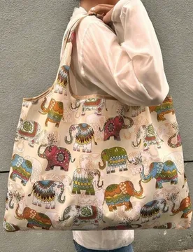 Esta bolsa de tote plegable con un patrón de elefante es un artículo imprescindible para el otoño y el invierno. Es de moda y portátil, adecuada p - Shein - FashionsVida