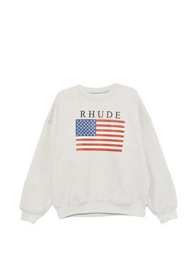 Men's Round Neck Cotton Sweatshirt with Ribbed Hems & Printed Front Panel
