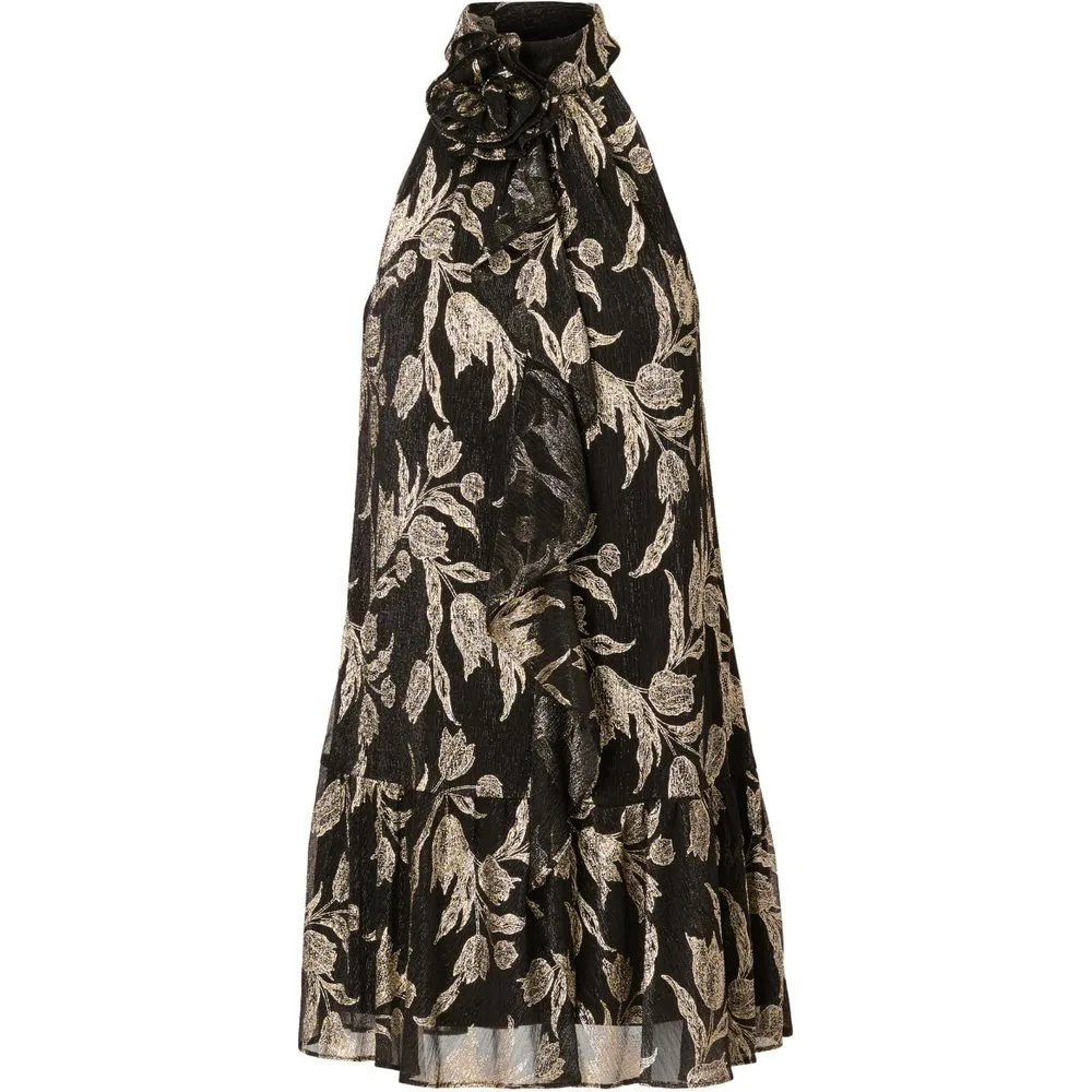 Vestido corto floral con escote halter - Adrianna Papell - FashionsVida