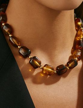 Pieza Collar de cuentas CCB con diseño geométrico asimétrico cuadrado minimalista vintage, encantador para mujeres, adecuado para uso diario, regal