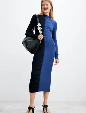 Robe en maille à manches longues BLUE L female - Desigual - FashionsVida