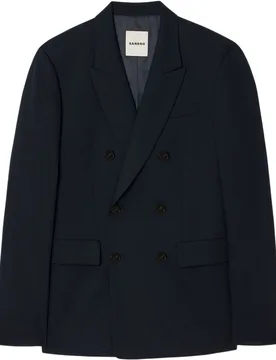 Chaqueta de traje de lana virgen de hombre de corte clásico cruzada - sandro - FashionsVida