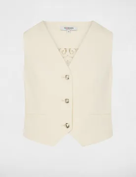 Chaleco de mujer entallado con botones a contraste - Morgan - FashionsVida