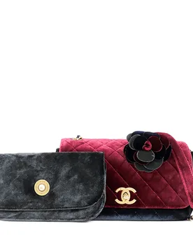 Medium Quilted Velvet Private Affair Camellia Flap - Chanel - FashionsVida