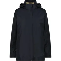 Long Zip Hood Detachab Damen Doppeljacke, schwarz D42