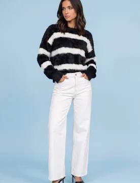 Stripe Crew Neck Jumper - Multicolor - Size: L - Urban Bliss - FashionsVida