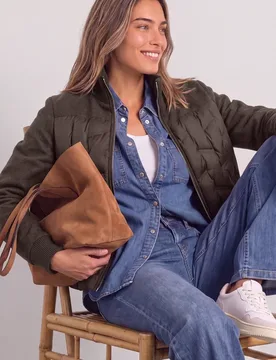 Strukturmix Jacke mit geklebter Steppung female Braun - Street One - FashionsVida