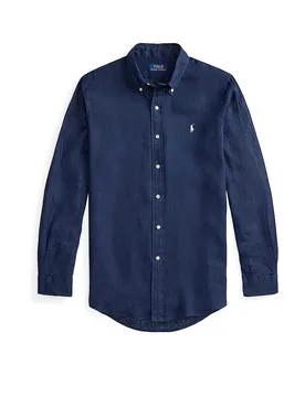 Camisa de lino corte a medida azul oscuro XXL - Ralph Lauren - FashionsVida