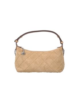 Bovine Suede Shoulder Bag with Lamb Leather Trim