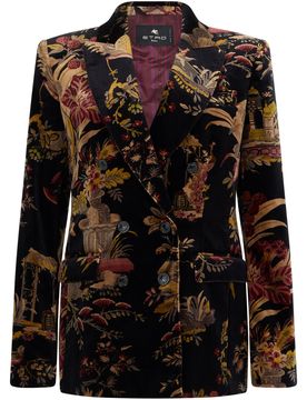 Floral Double-Breasted Jacket with Elegant Fit