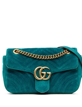 Medium GG Marmont Matelasse Velvet Shoulder Bag - Gucci - FashionsVida