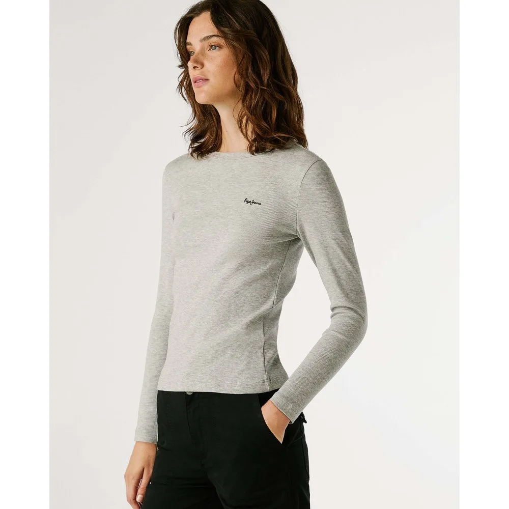 Camiseta de mujer canalé logo bordado - Pepe Jeans - FashionsVida