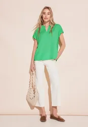 Blusenshirt in Unifarbe female Grün