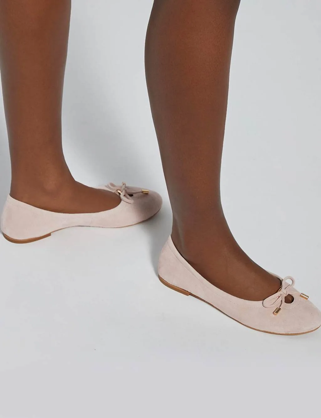 Leather Flat Ballet Pumps Blush female - Dune london - FashionsVida