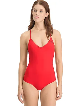 Bañador de mujer con cuello en V rojo L - Puma - FashionsVida