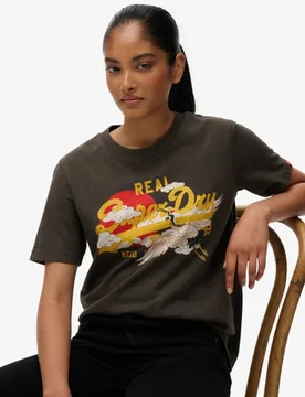 Superdry Damen Lässiges Vintage Logo Tokyo T-shirt Schwarz - Größe: 40 - 39.99 - FashionsVida