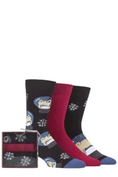 Mens 3 Pair SOCKSHOP Wildfeet Dogs Gift Boxed Socks Snow Globe Pug 7-11 Mens - Multi Coloured - Size: 7-11 Mens