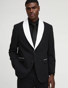 Herren Gerade geschnittener Blazer mit Schalkragen Black Größe 36