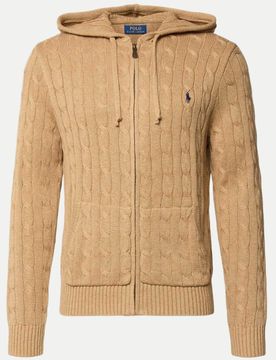 Polo Pullover mit Zopfmuster Beige M